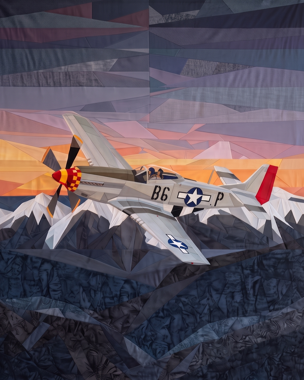 North American Aviation P-51 Mustang, 50"x65" FPP Quilt Pattern