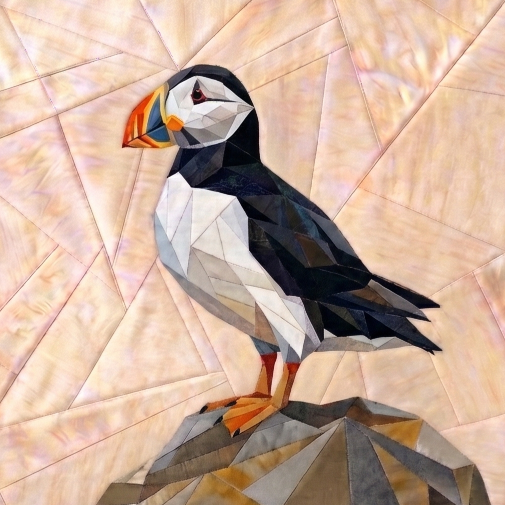 Puffin, 14" FPP Quilt Block