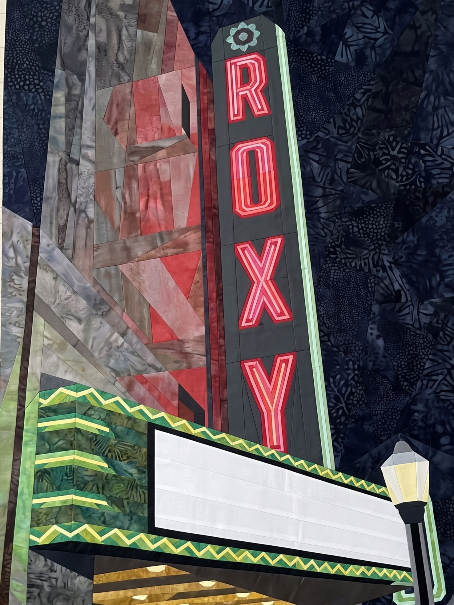 Muskogee's Historic Roxy Theatre, 60" x 80" FPP Quilt Pattern