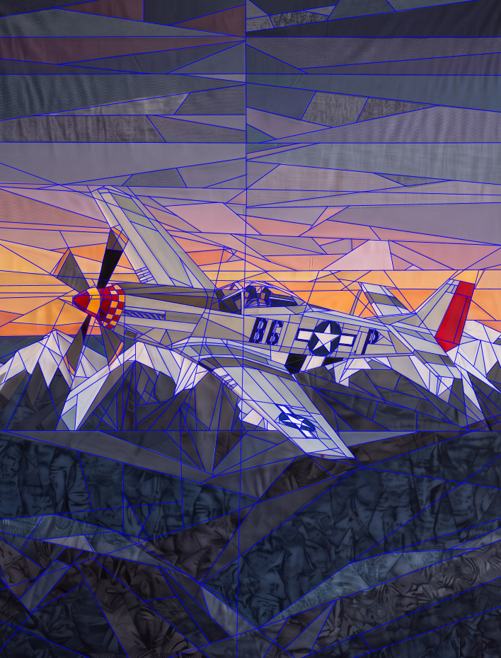 North American Aviation P-51 Mustang, 50"x65" FPP Quilt Pattern