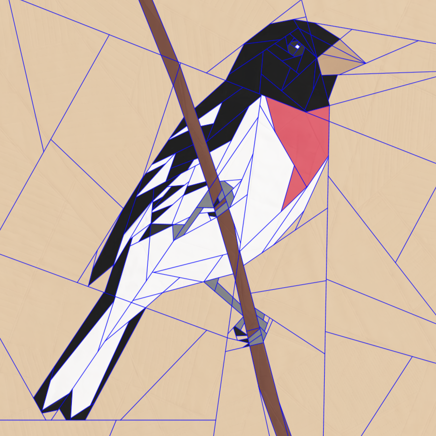 Rose Breasted Grosbeak, 14" FPP Quilt Block Pattern