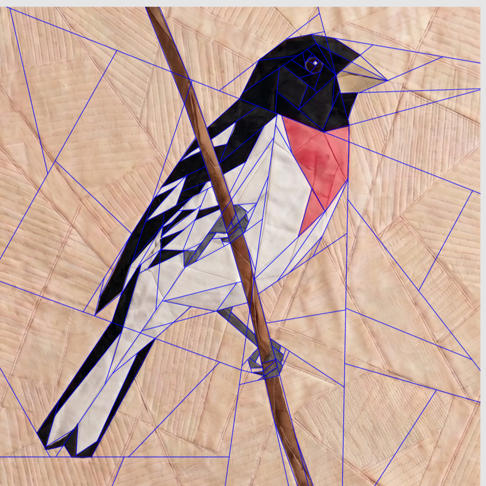 Rose Breasted Grosbeak, 14" FPP Quilt Block Pattern