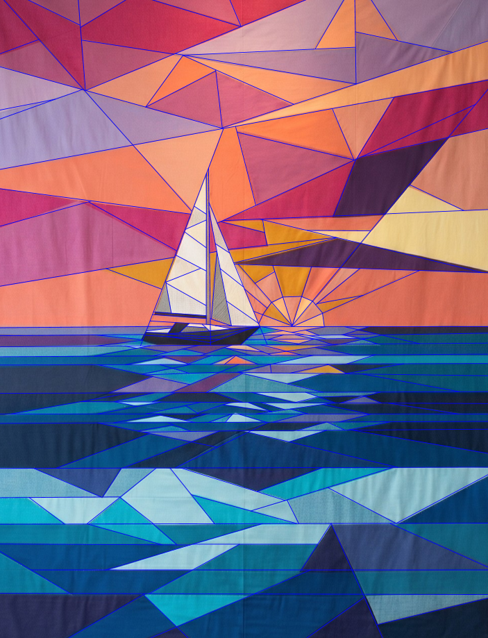 Sailboat Sunset, 60"x80"FPP Quilt Pattern