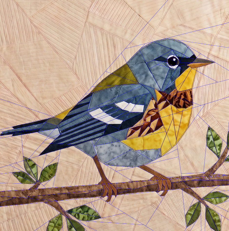 Northern Parula, 14" FPP Quilt Block Pattern