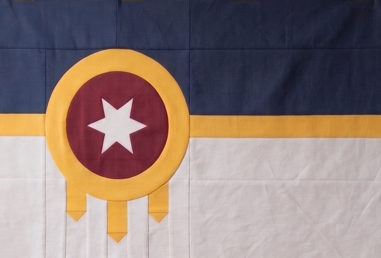 The Ultimate T-Town Tribute: 54"x36" Tulsa Flag FPP Quilt Pattern (Golden Driller Approved)