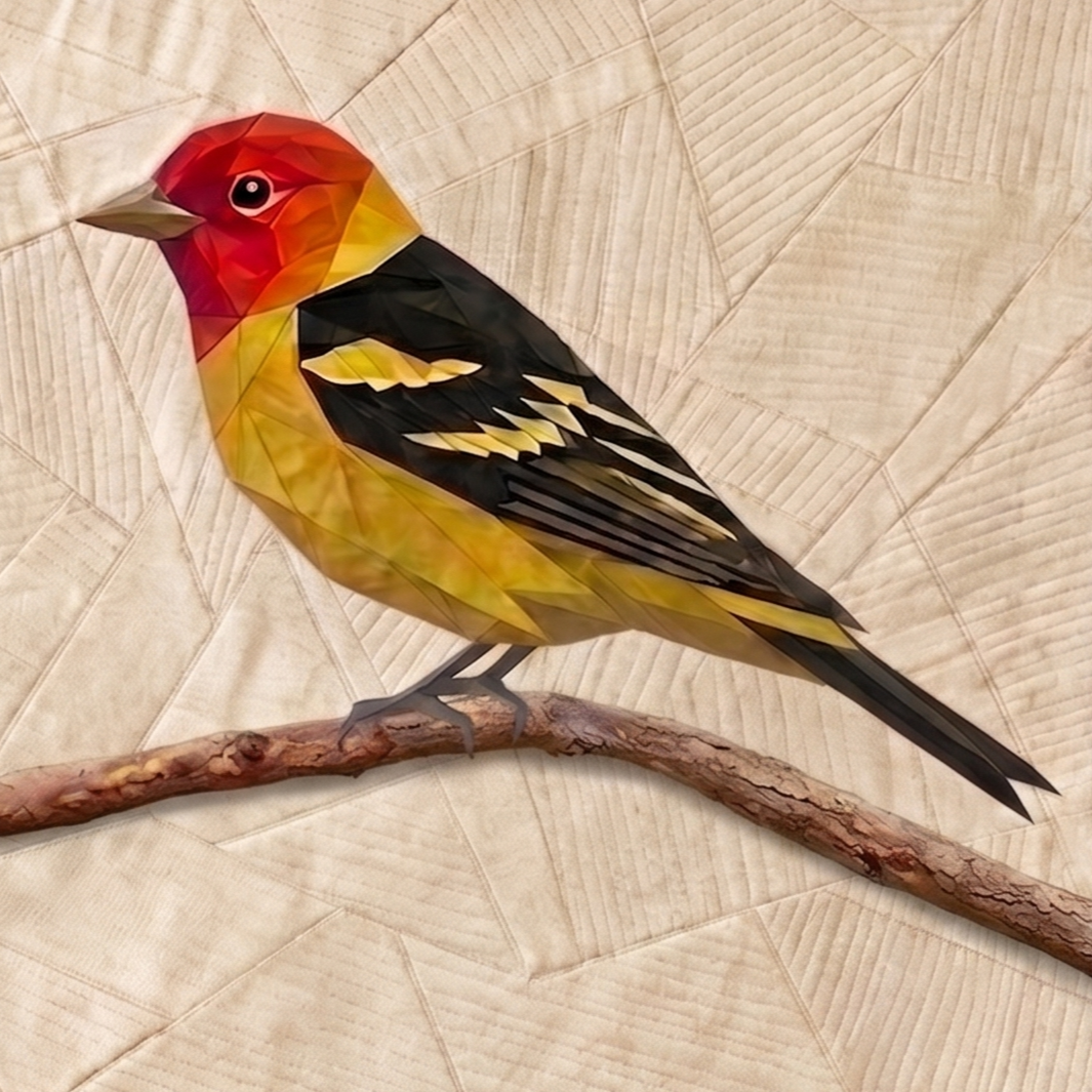 Western Tanager, 14" FPP Quilt Block
