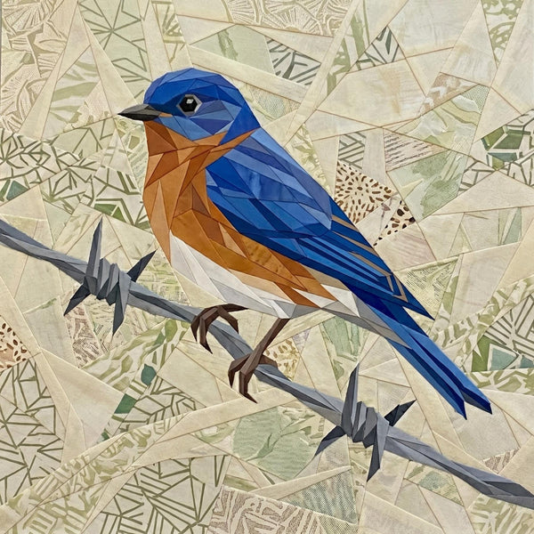 Eastern Bluebird 14" FPP Quilt Block Pattern