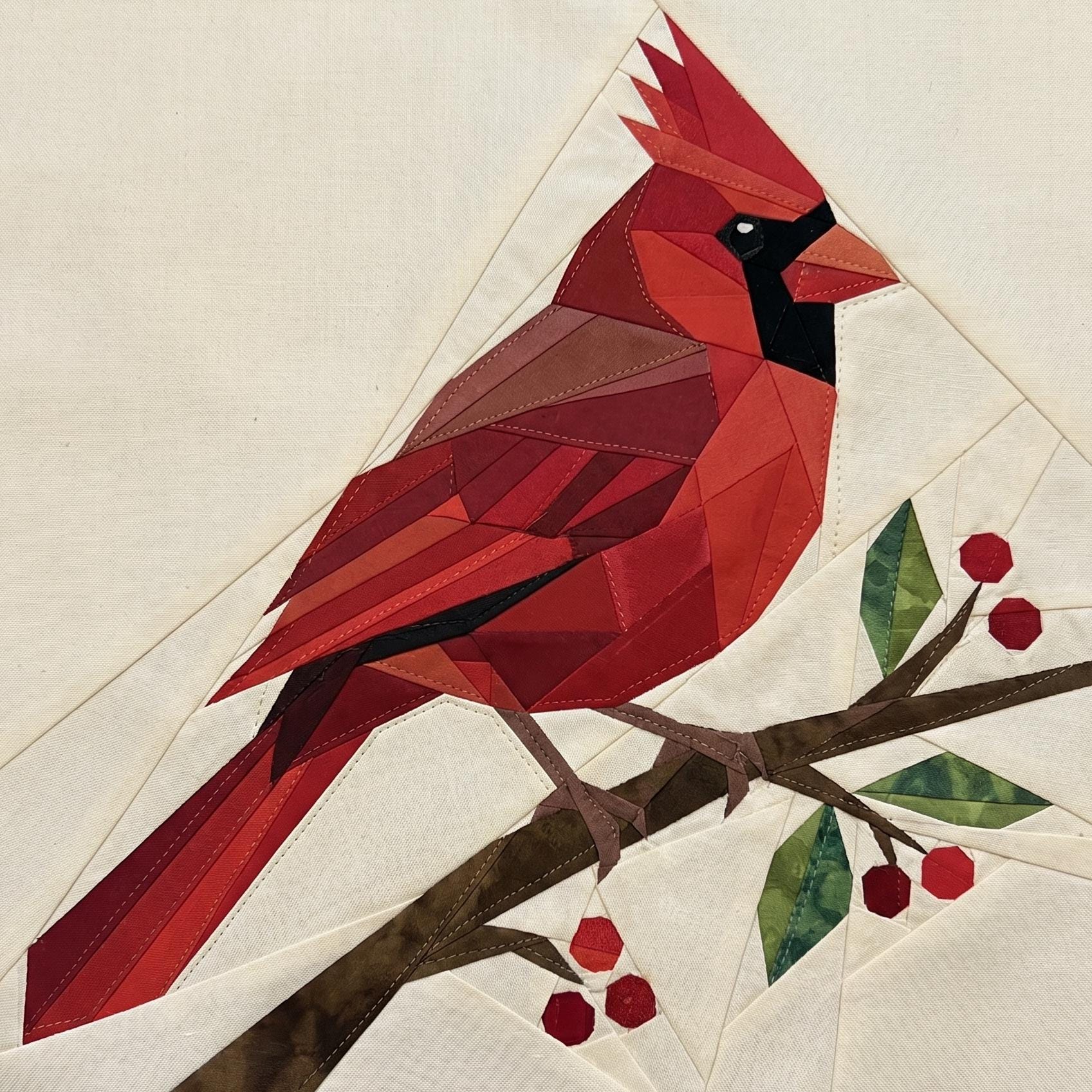 Cardinal 14" FPP Quilt Block Pattern