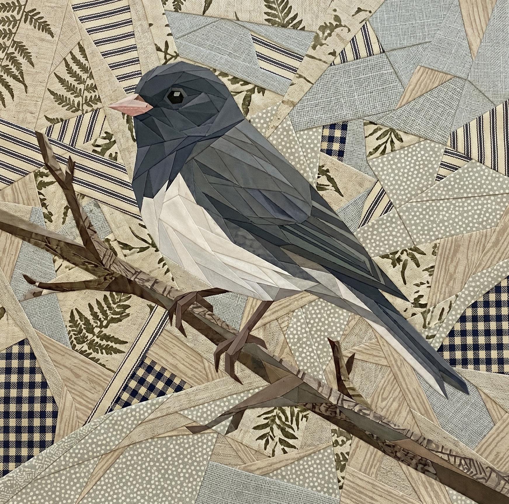 Dark Eyed Junco 14" FPP Quilt Block Pattern