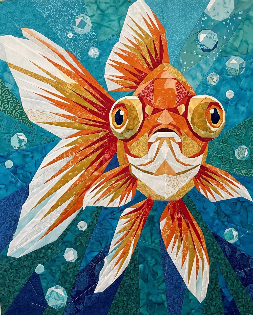 36" x 45" Barnaby the Goldfish,  FPP Wall Hanging Quilt Pattern