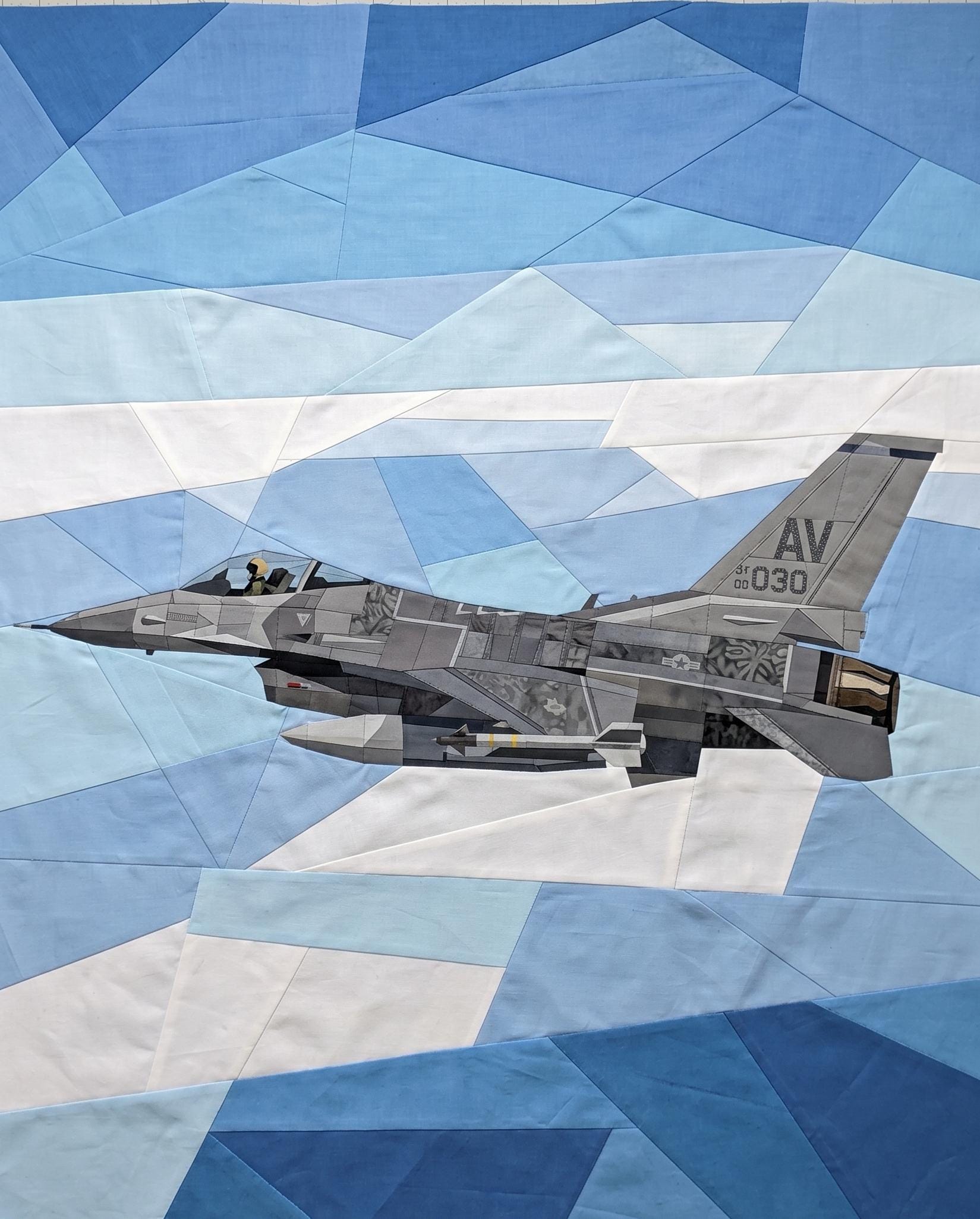F-16 Fighting Falcon FPP 72" x 90" quilt pattern