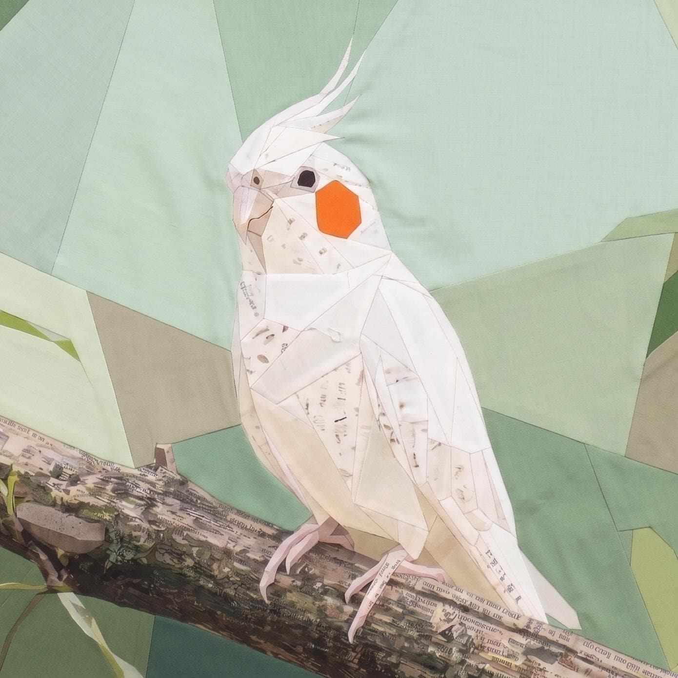 Jasper the White Cockatiel, 14" FPP Quilt Block Pattern