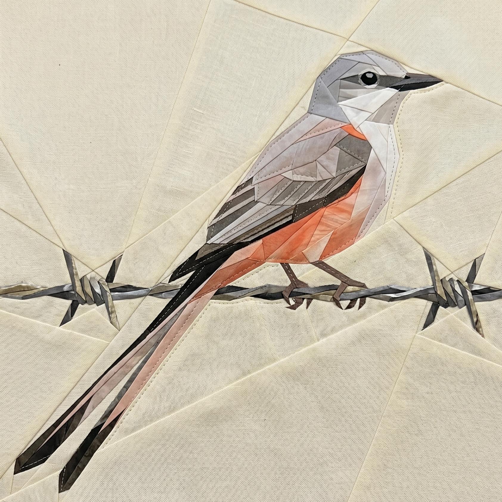 Scissor-tailed Flycatcher 14" FPP quilt block