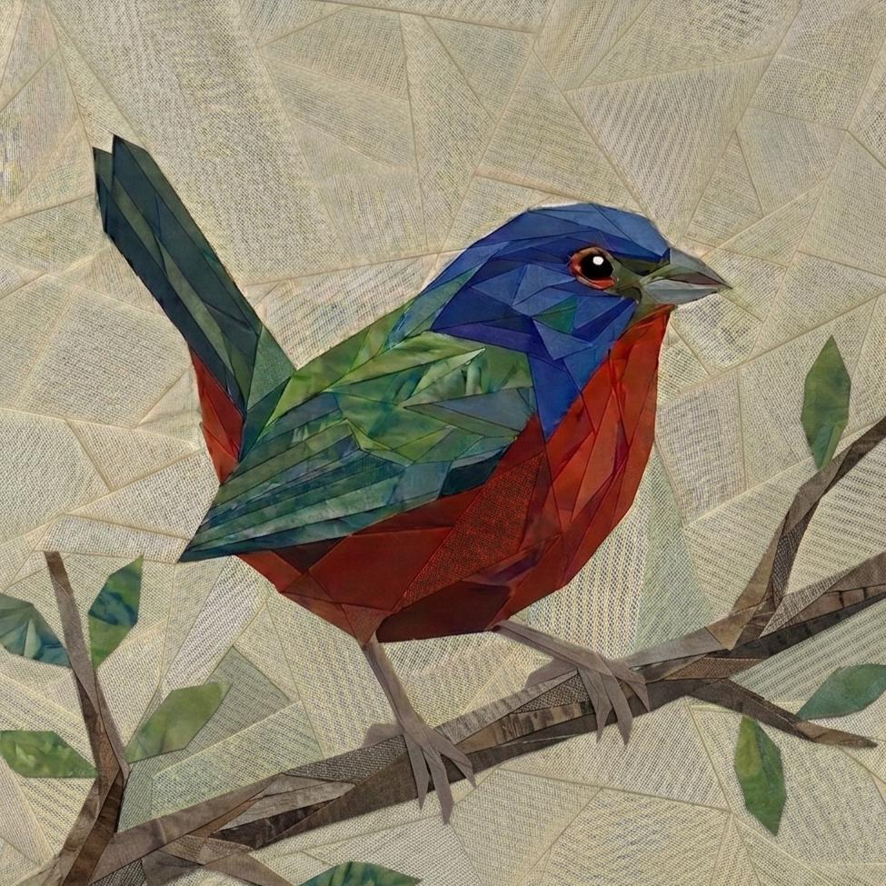 Painted Bunting 14" FPP Quilt Block