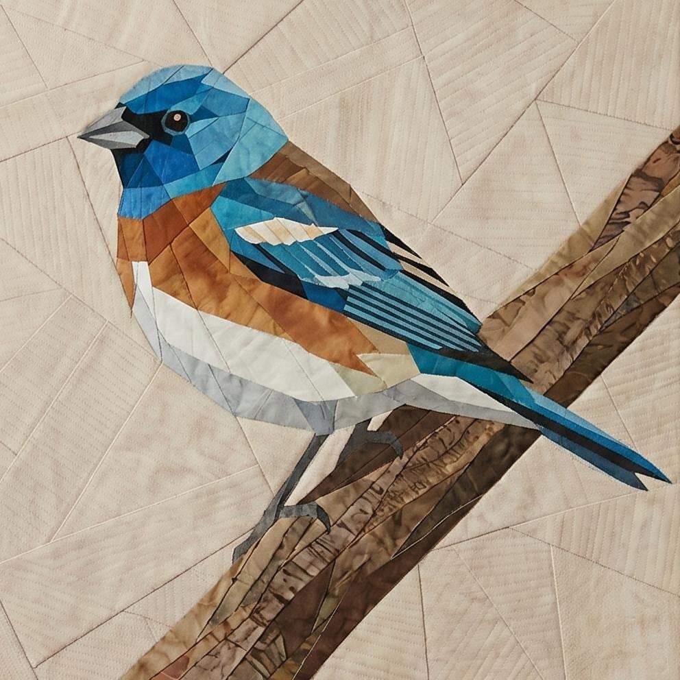 Lazuli Bunting 14" FPP Quilt Block Pattern