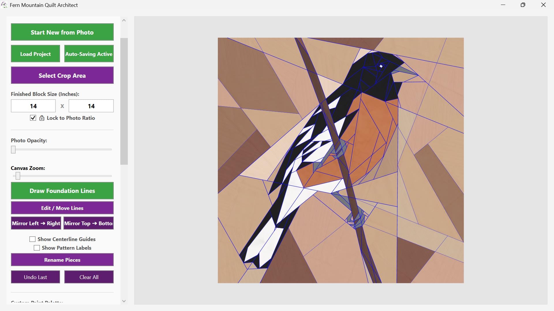 Black Headed Grosbeak 14" FPP Quilt Block Pattern