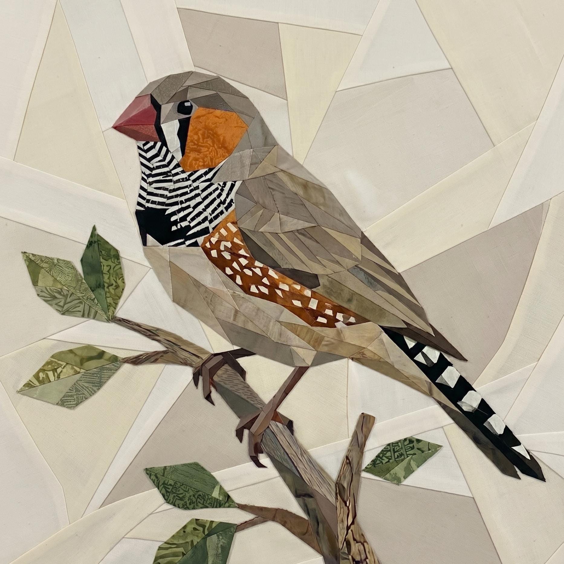 Zebra Finch 14" FPP Quilt Block