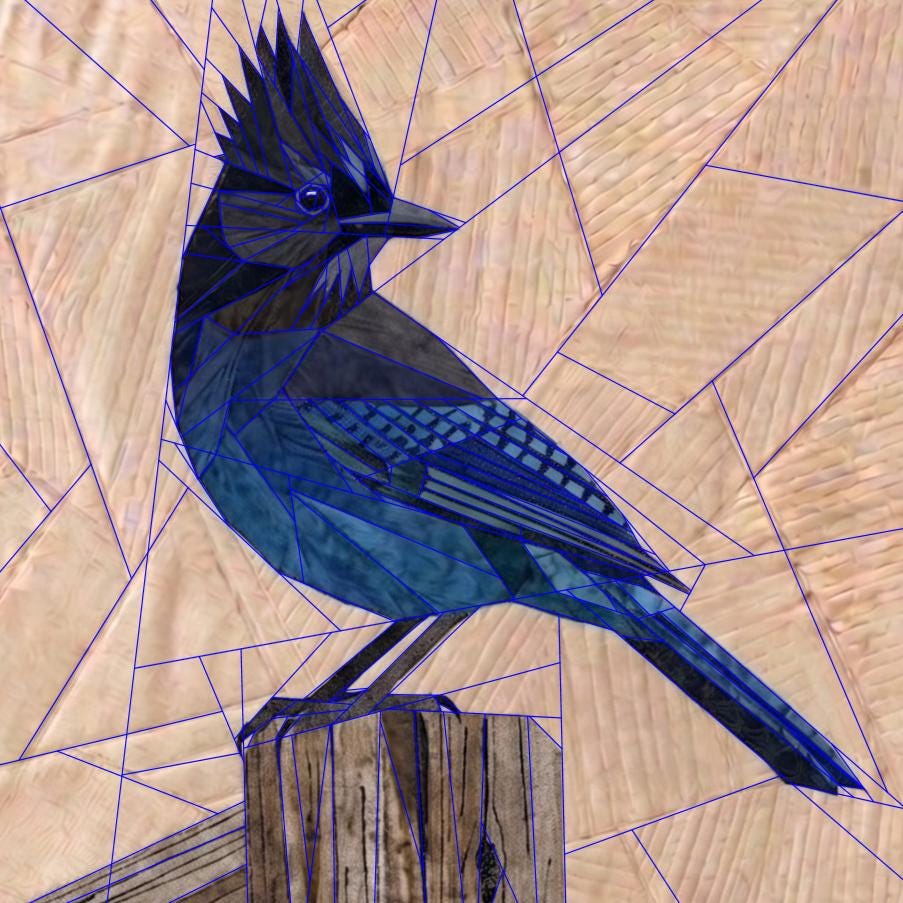 Stellar's Jay, 14" FPP Quilt Block Pattern