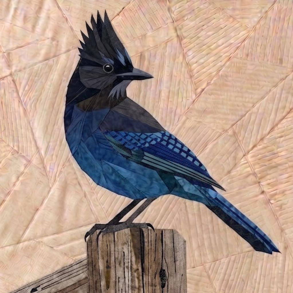 Stellar's Jay, 14" FPP Quilt Block Pattern