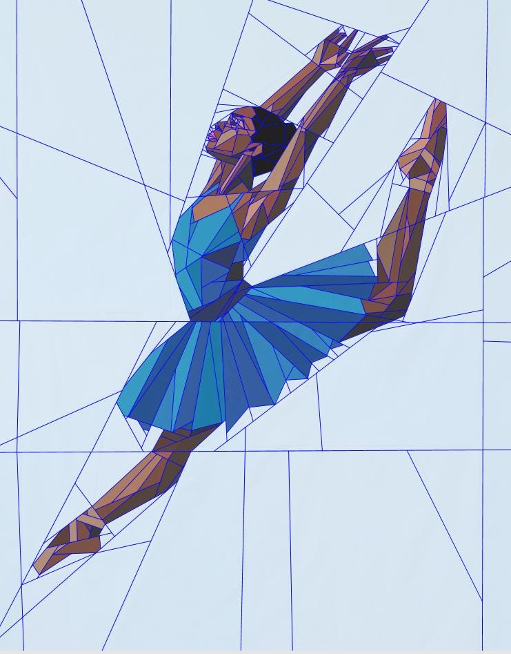 Blue Ballerina, 72"x90" FPP Quilt Pattern