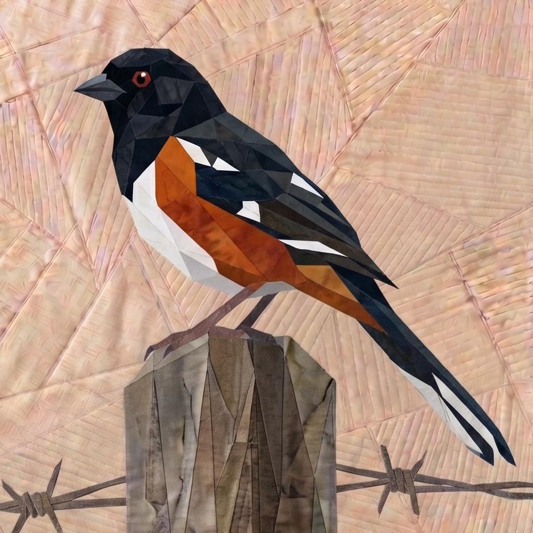 Eastern Towhee 14" FPP Quilt Block Pattern