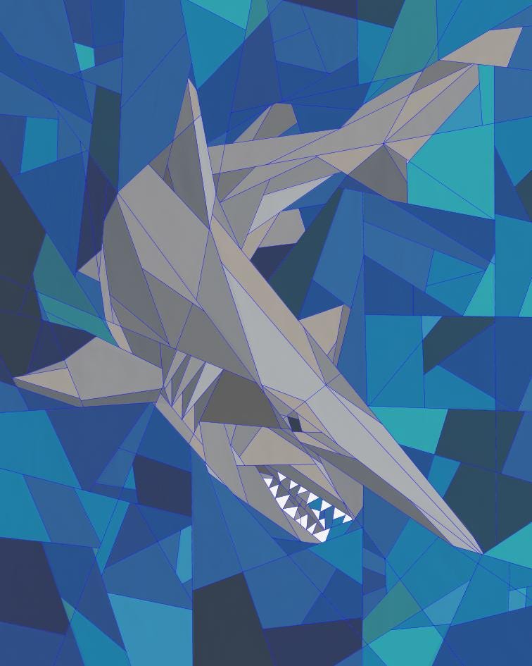 Goblin Shark, 60" x 75" FPP Quilt Pattern