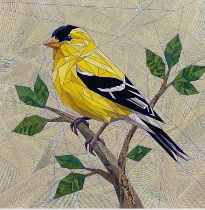American Goldfinch FPP 14" Quilt Block
