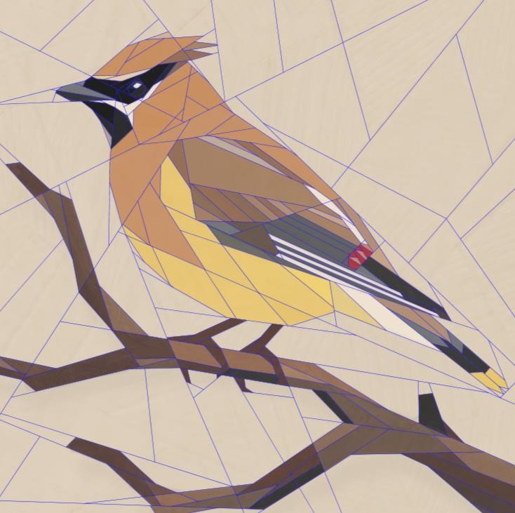 Cedar Waxwing 14" FPP Quilt Block Pattern