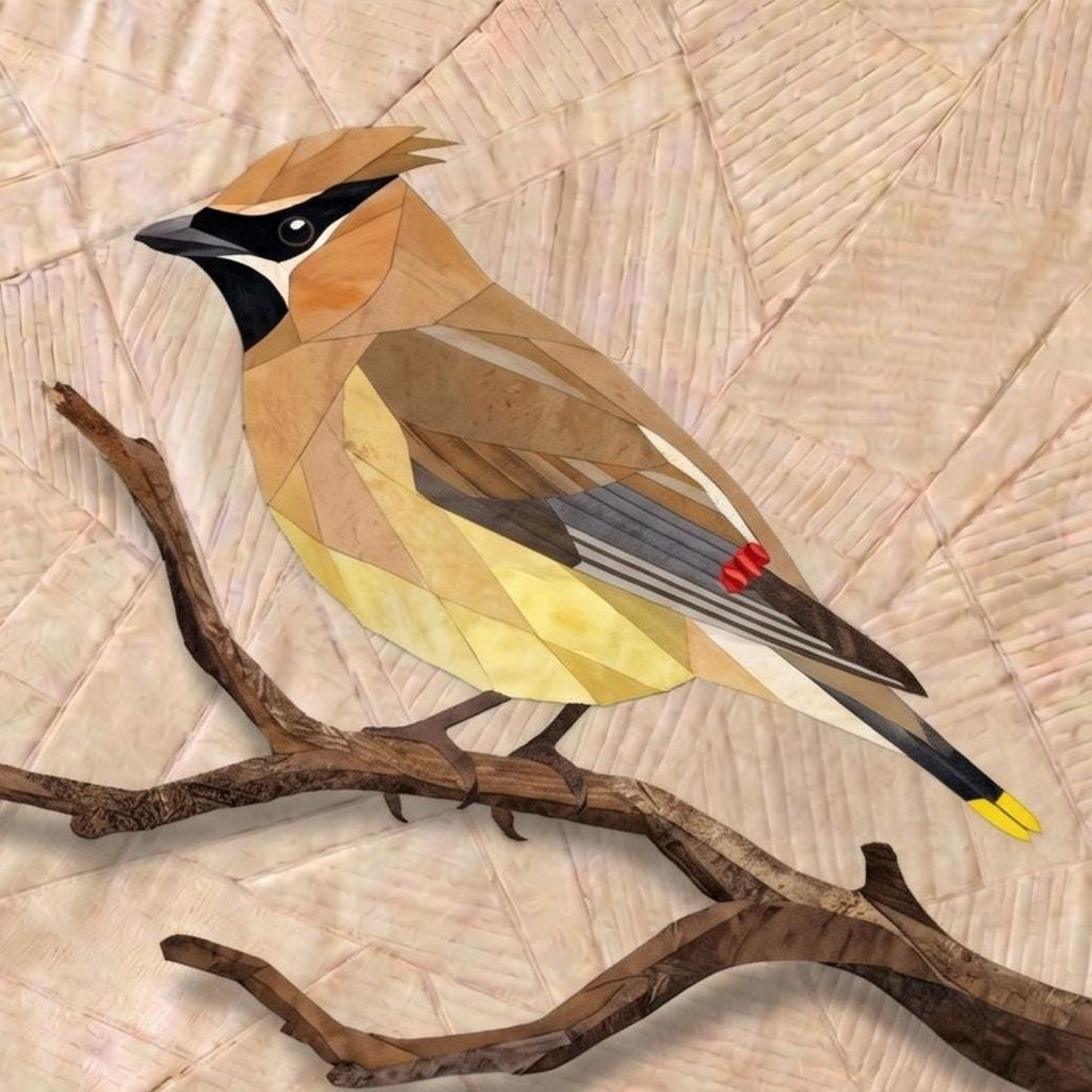 Cedar Waxwing 14" FPP Quilt Block Pattern