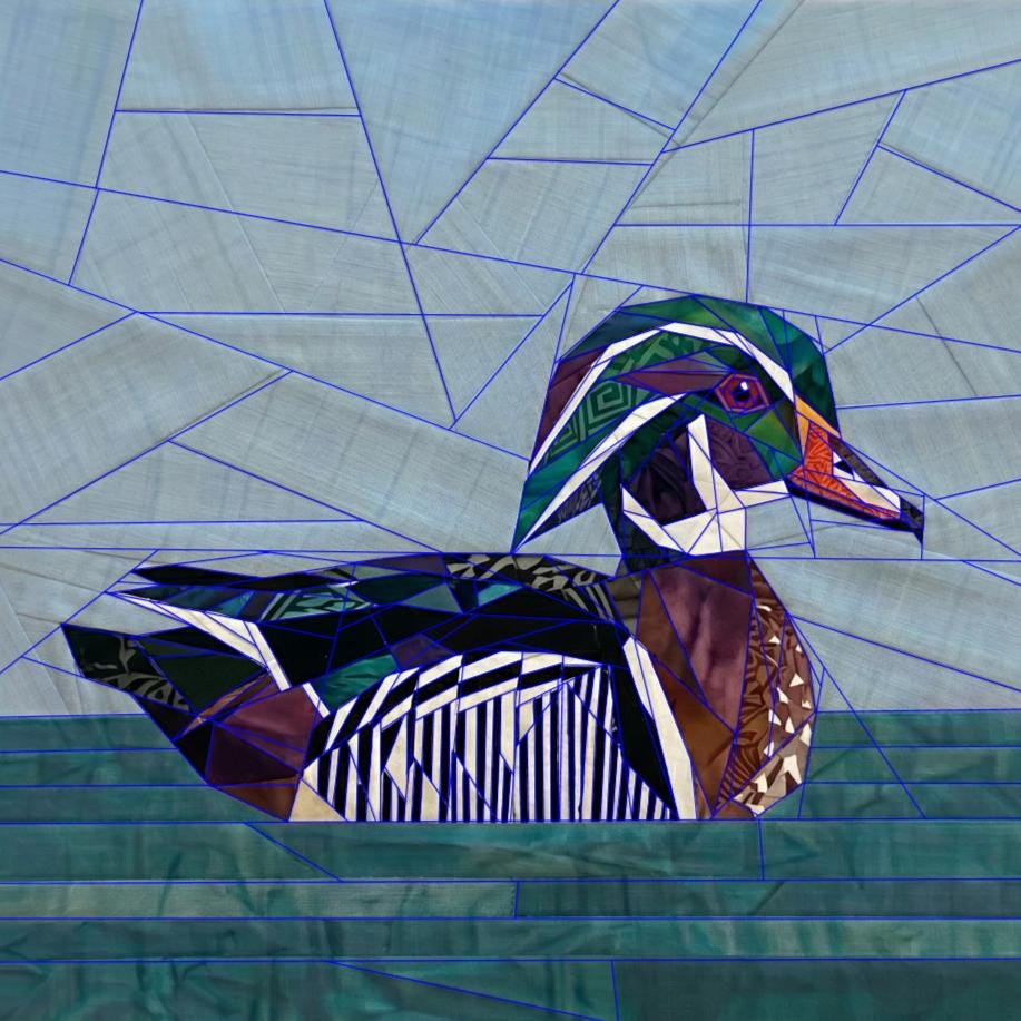 Wood Duck 14" FPP Quilt Block Pattern