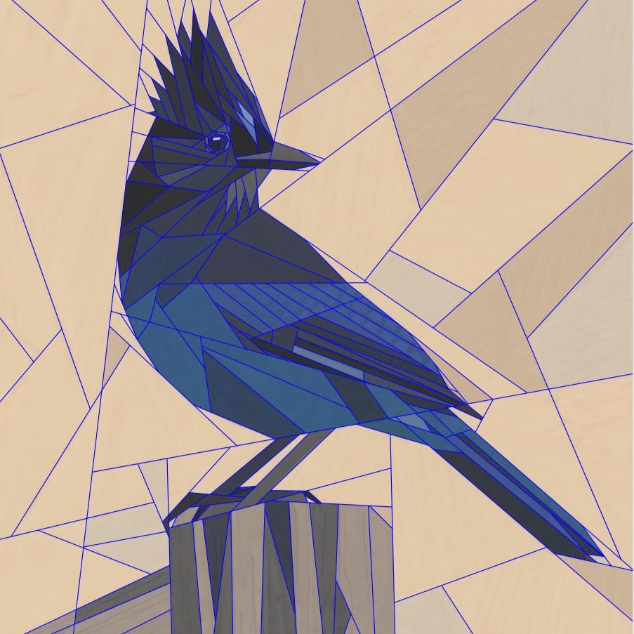 Stellar's Jay, 14" FPP Quilt Block Pattern