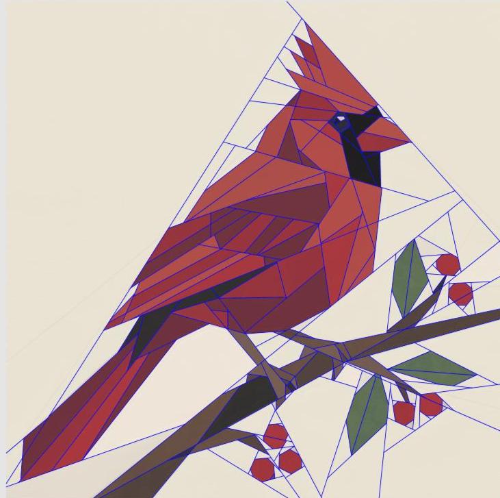 Cardinal 14" FPP Quilt Block Pattern