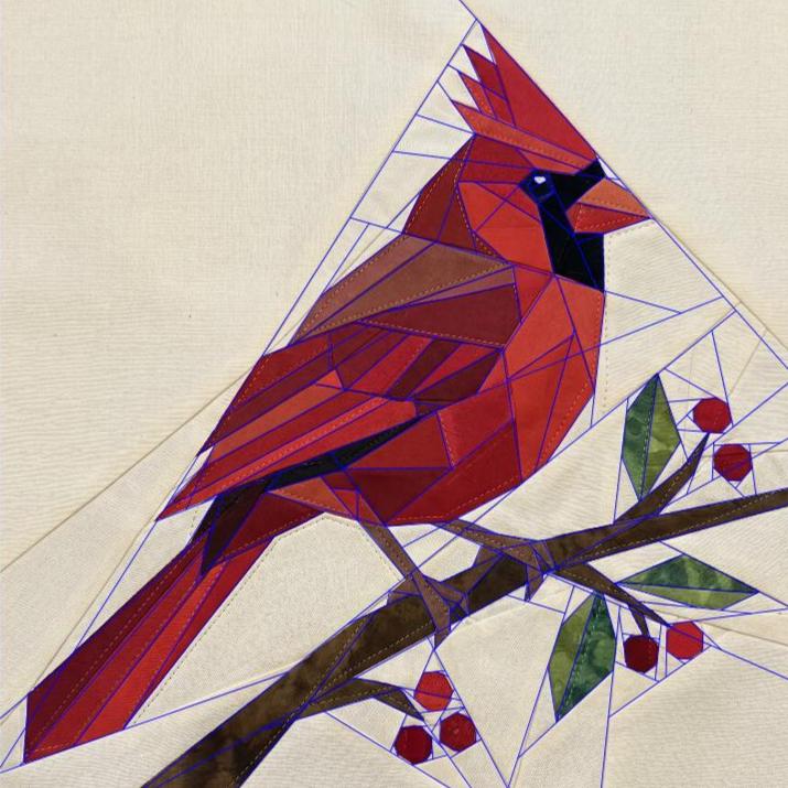 Cardinal 14" FPP Quilt Block Pattern