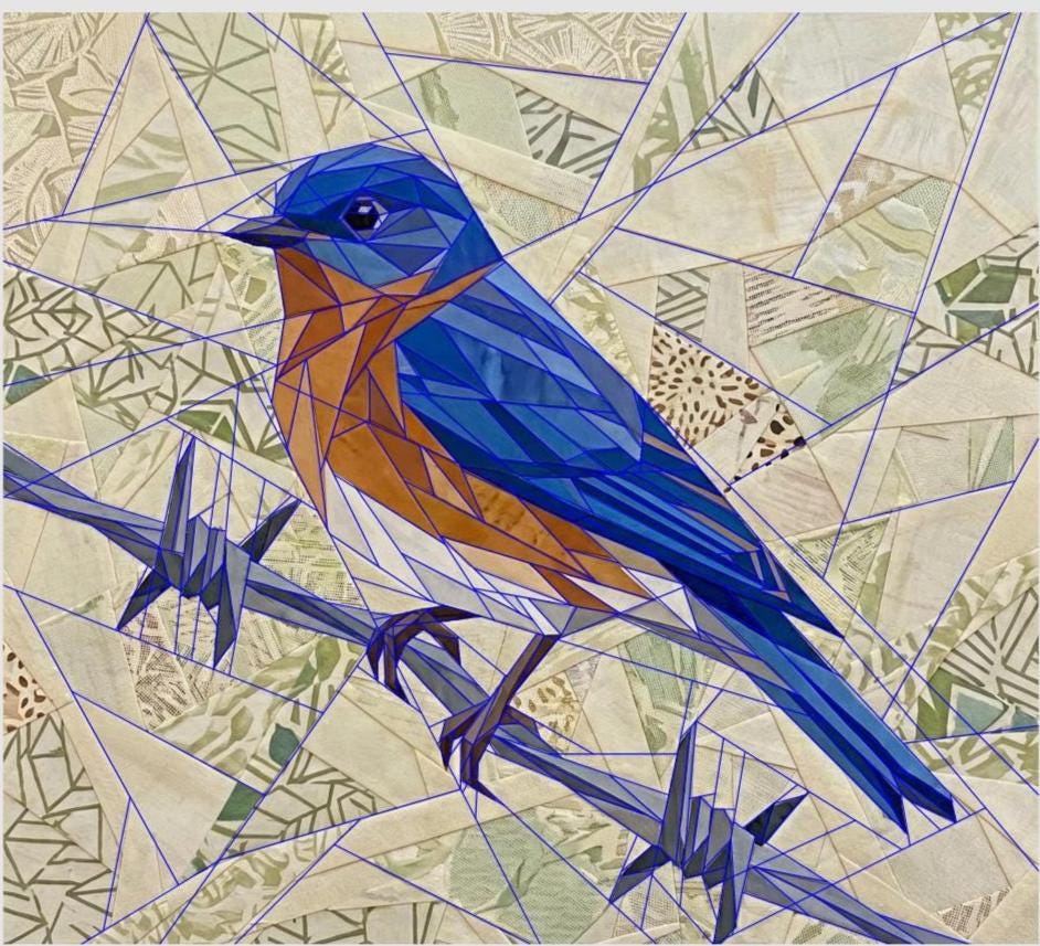 Eastern Bluebird 14" FPP Quilt Block Pattern