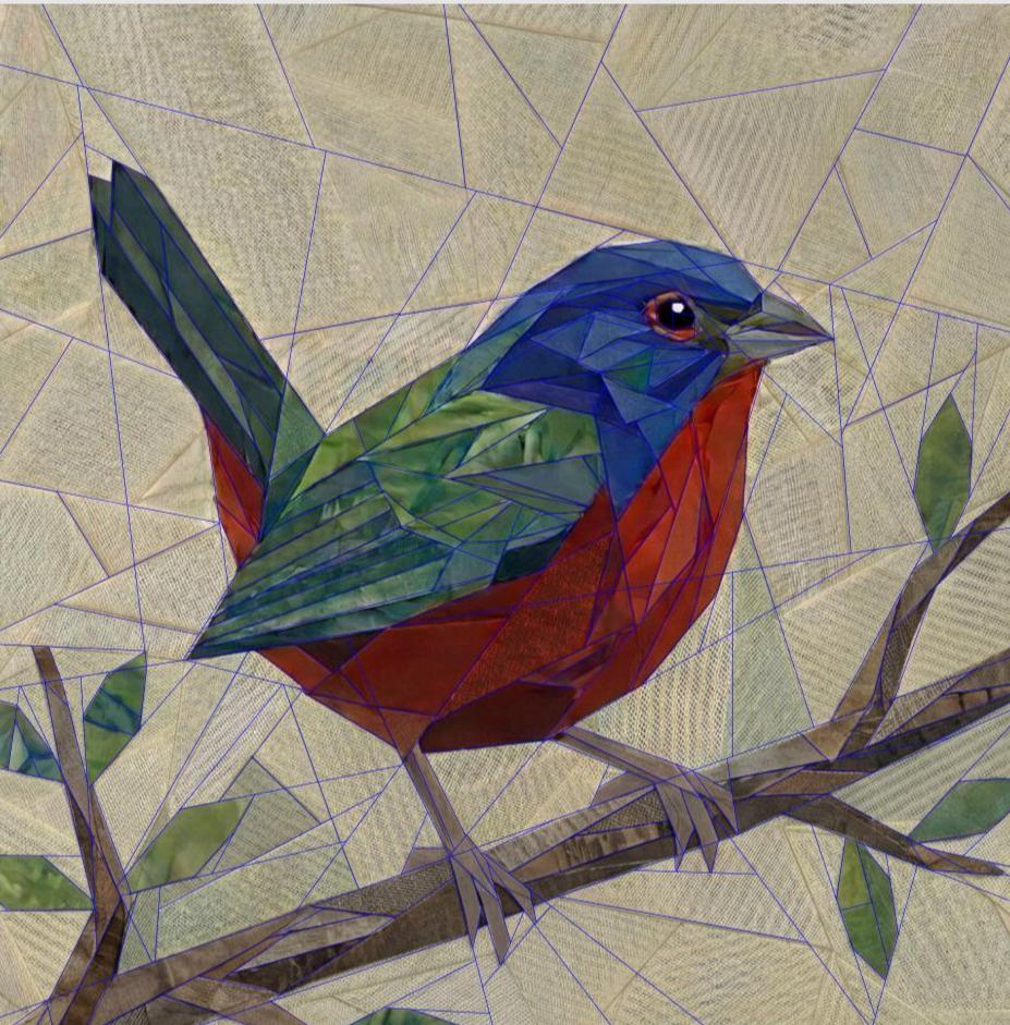 Painted Bunting 14" FPP Quilt Block
