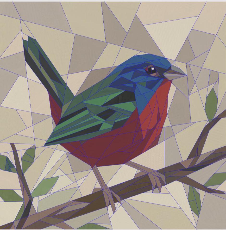 Painted Bunting 14" FPP Quilt Block