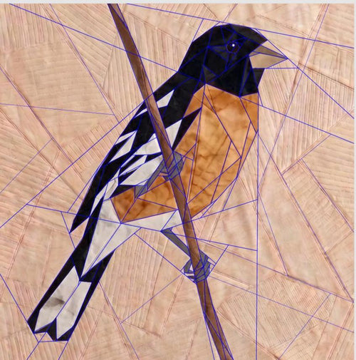 Black Headed Grosbeak 14" FPP Quilt Block Pattern