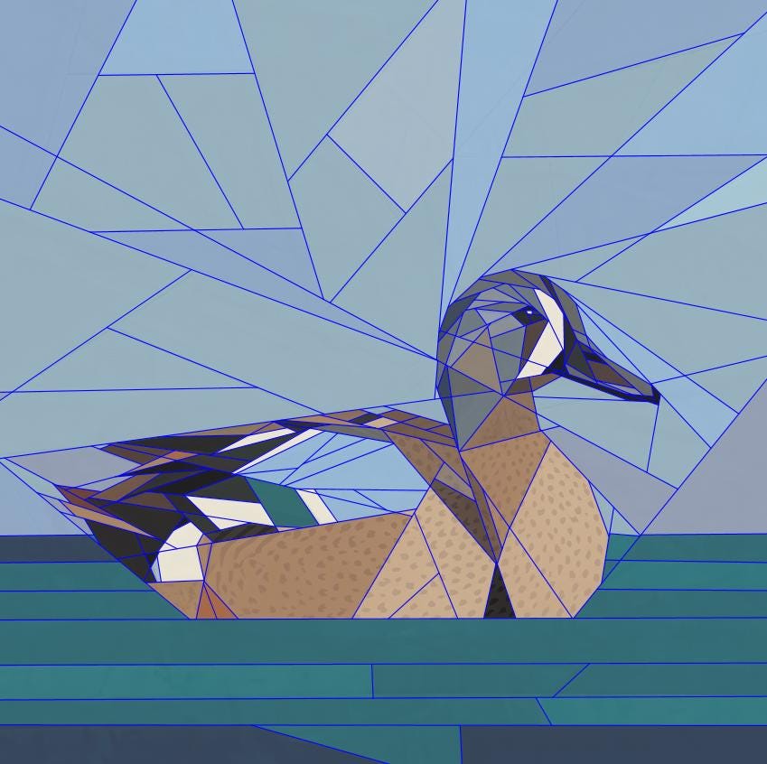 Blue Winged Teal 14" FPP Quilt Pattern