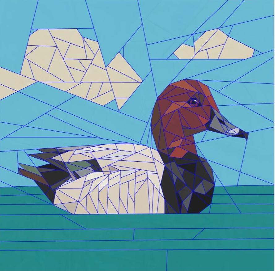 Canvasback Duck 14" FPP Quilt Block Pattern