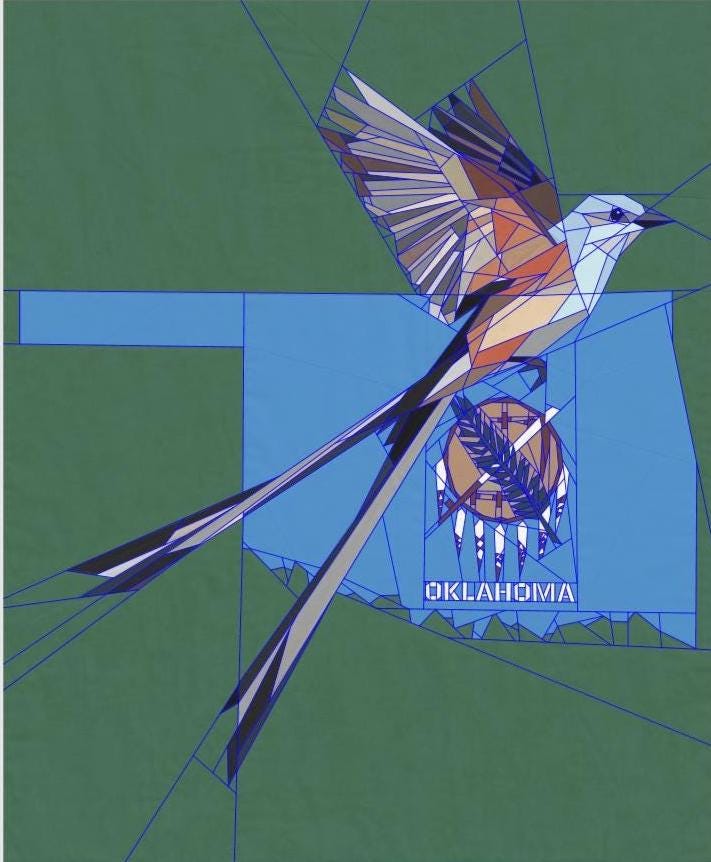 Oklahoma Scissortail FPP Quilt Pattern 75" x 91"