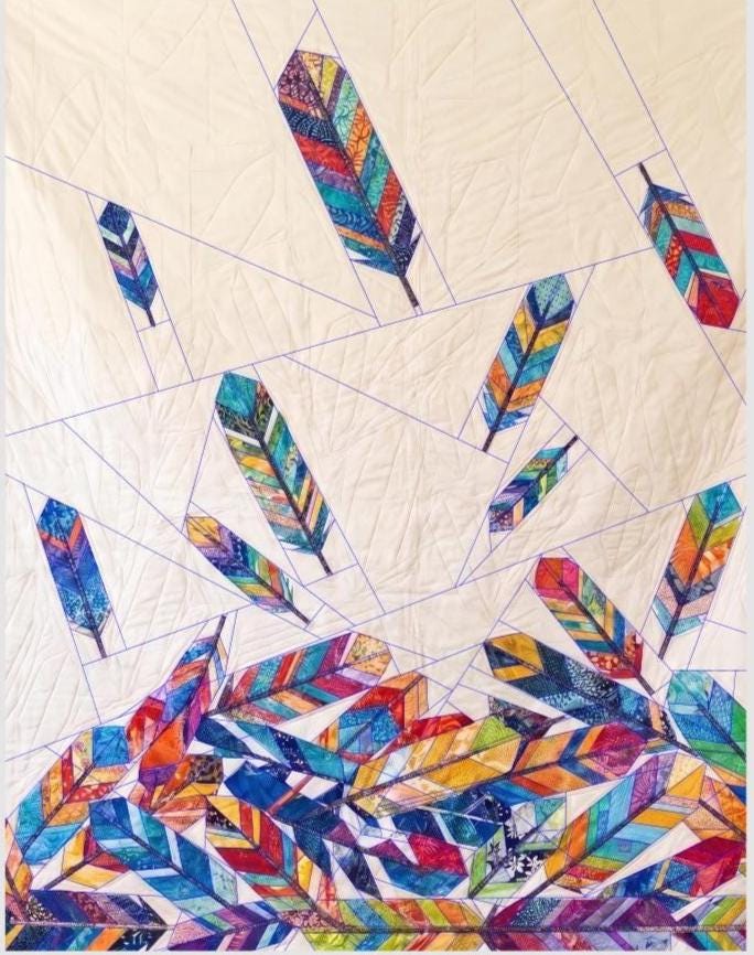 Falling Feathers 74"x92" FPP Quilt Pattern