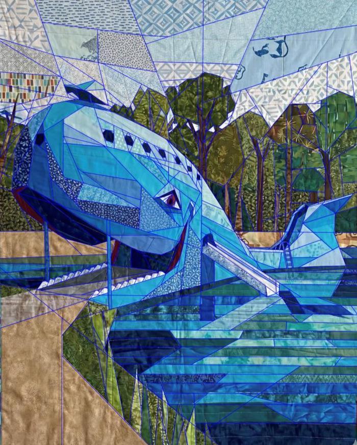 Rt 66 Blue Whale FPP Quilt Pattern 72"x90"