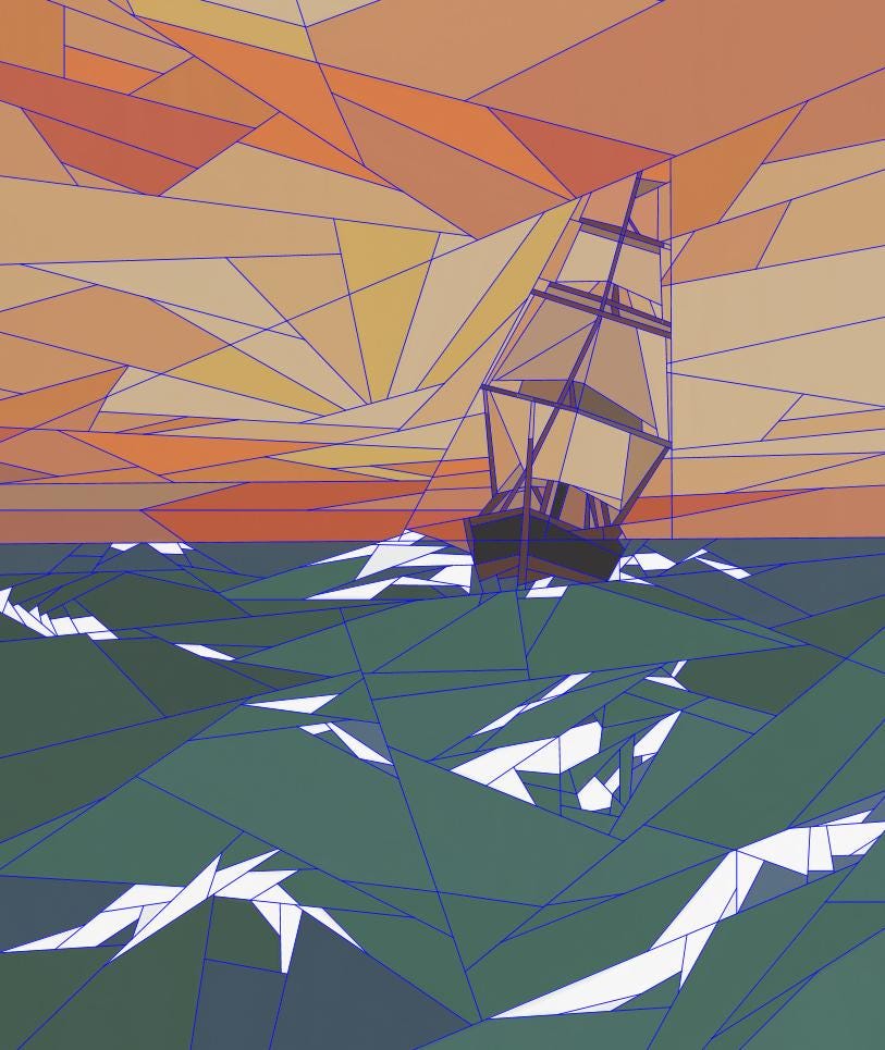 Ship At Sea, 60"x80" FPP Quilt Pattern