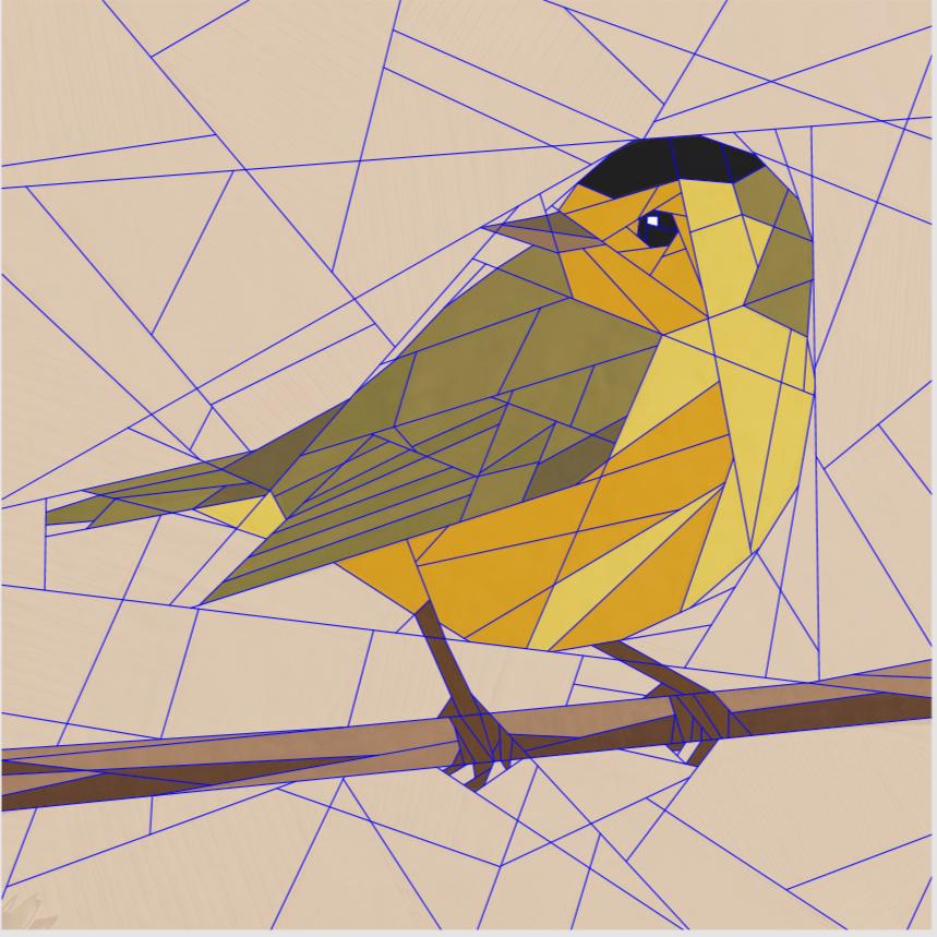 Wilson's Warbler, 14" FPP Quilt Block Pattern