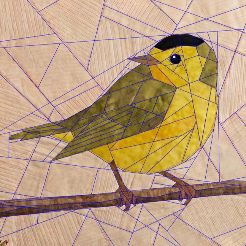 Wilson's Warbler, 14" FPP Quilt Block Pattern