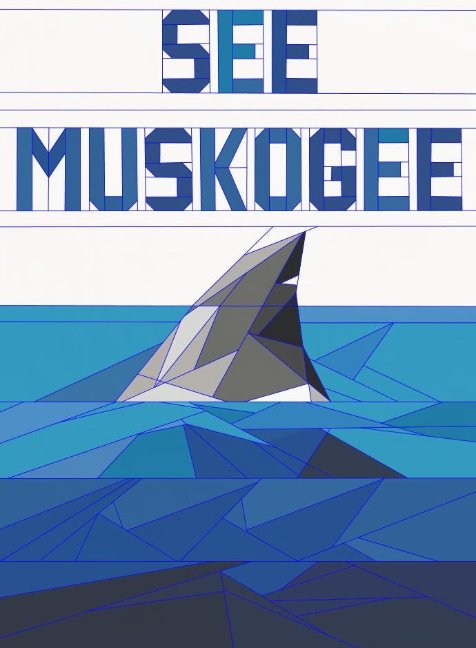 SEE MUSKOGEE Great White Shark FPP Quilt Pattern (60" x 82") - Sew the Landlocked Apex Predator!