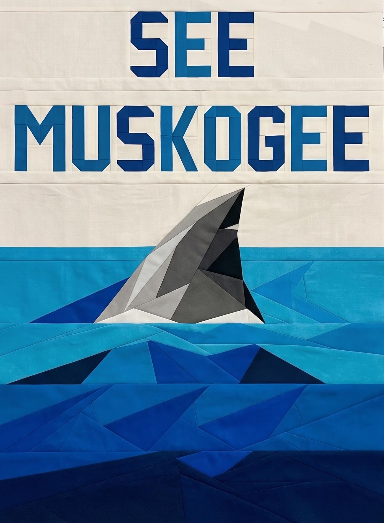 SEE MUSKOGEE Great White Shark FPP Quilt Pattern (60" x 82") - Sew the Landlocked Apex Predator!