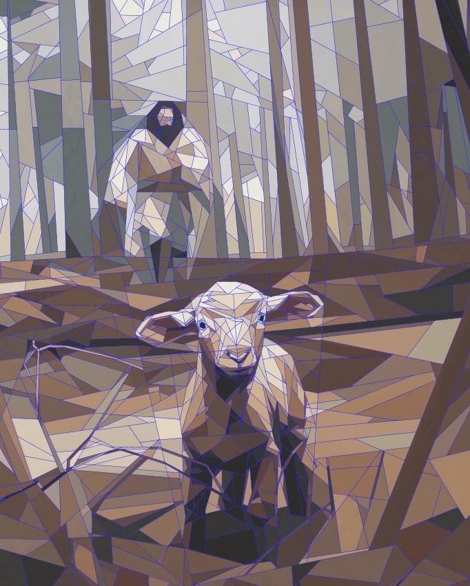 Left the 99, 72" x 90" FPP Quilt Pattern, Inspired by the art of Kevin Carden's "The Good Shepherd Is On The Way"