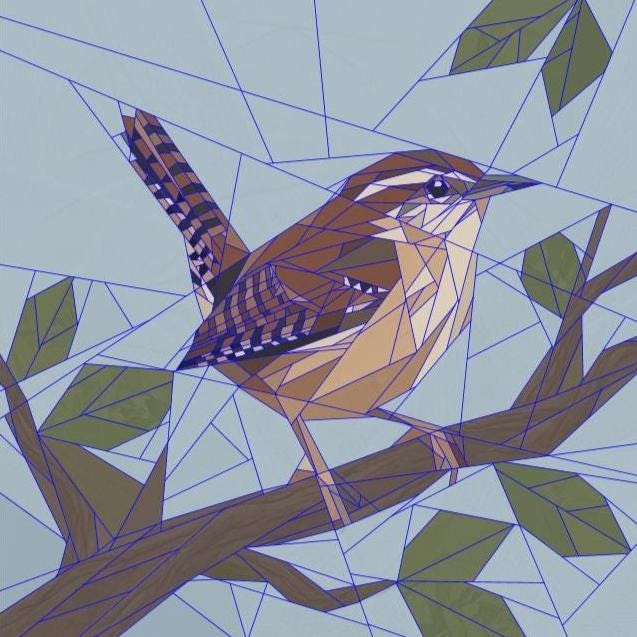 Carolina Wren 14" FPP Quilt Block Pattern