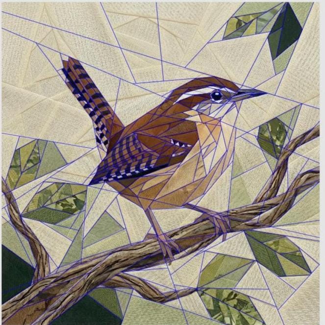 Carolina Wren 14" FPP Quilt Block Pattern